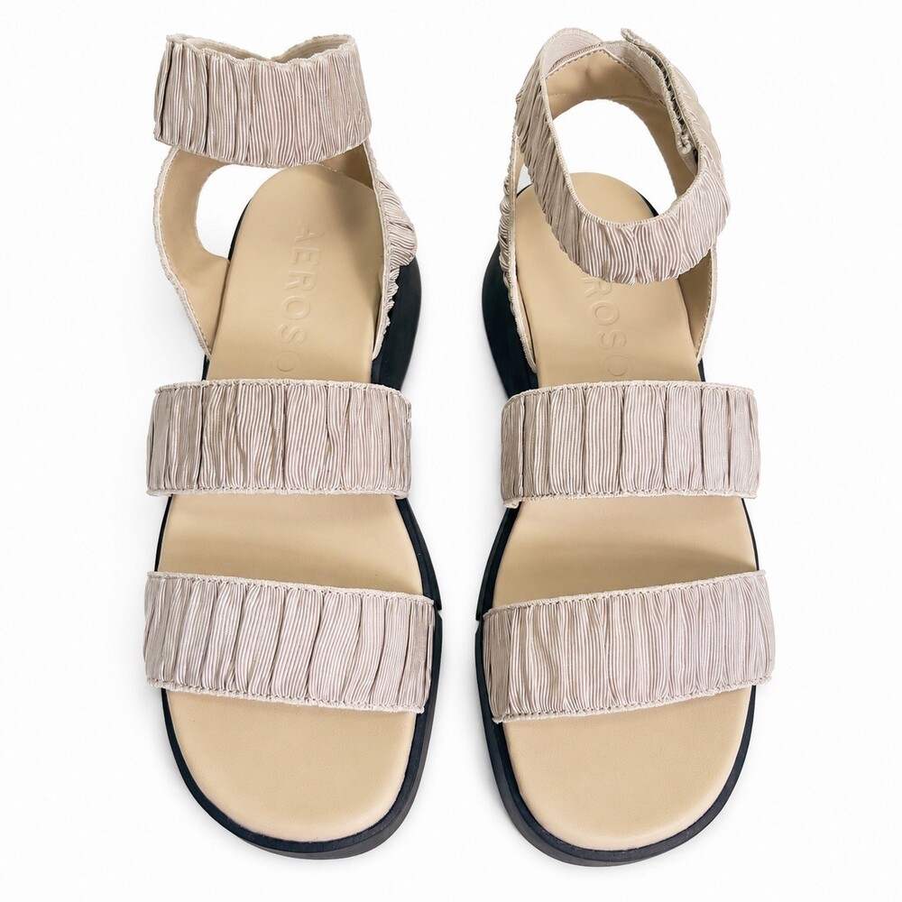 Aerosoles Duane Women’s 7.5 Black Cross Strap Block Heel Slide Sandals NIB